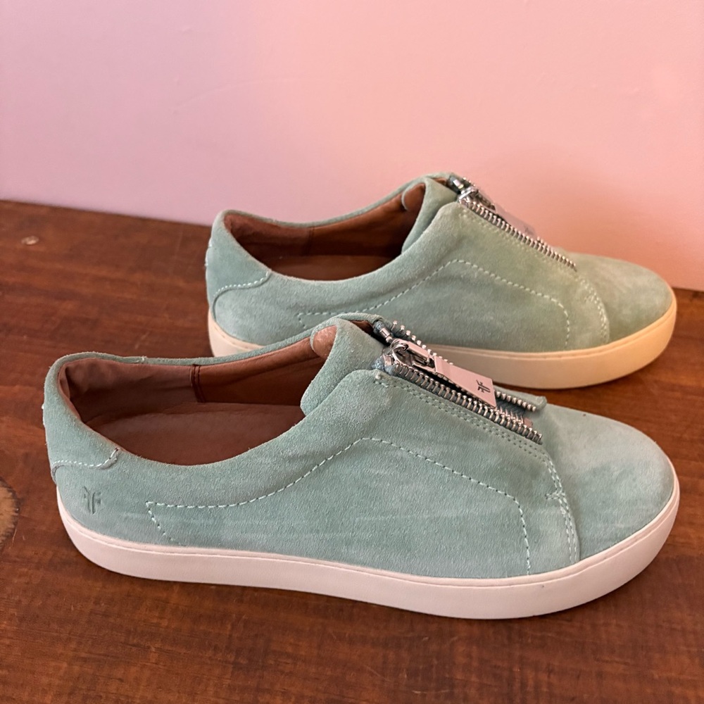Frye Lena Suede Zip Sneakers with Zipper - Picture 4 of 7